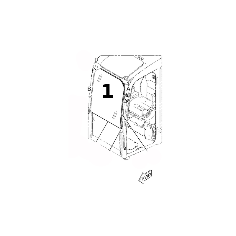 ВЕРХНЯЯ ШЕЛКОГРАФИЧЕСКАЯ НАКЛАДКА НА ЛОБОВОЕ СТЕКЛО МИНИ-ЭКСКАВАТОРА CATERPILLAR 308 .5 4961130