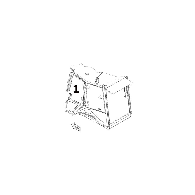 СТЕКЛЯННАЯ ДВЕРЬ, ВЕРХНЯЯ ЛЕВАЯ СТОРОНА, ШЕЛКОГРАФИЯ, ЭКСКАВАТОР-ПОГРУЗЧИК CAT 428F 3822261