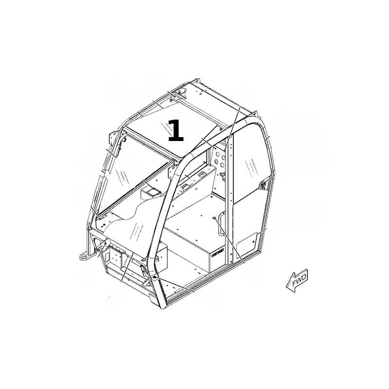 ЛАМИНИРОВАННОЕ СТЕКЛО НА КРЫШЕ ТЕЛЕСКОПИЧЕСКОГО ПОГРУЗЧИКА CAT TH314D 4592733