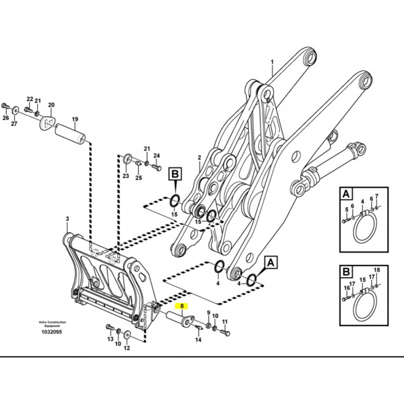 Соединительный штифт ковша погрузчика Volvo / CVA
