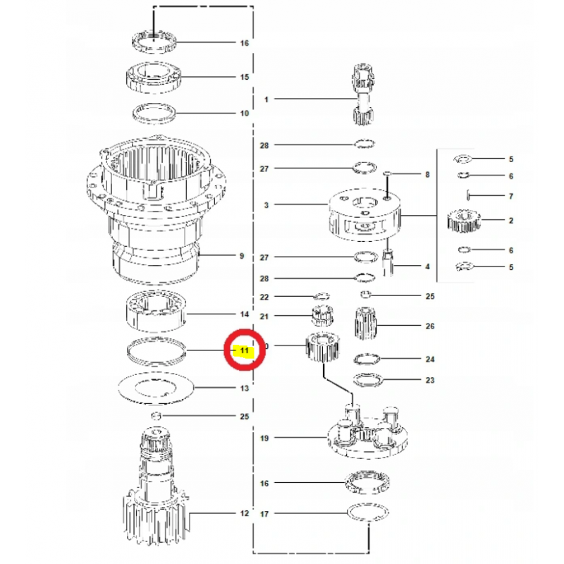 Уплотнение поворотного стола экскаватора CAT