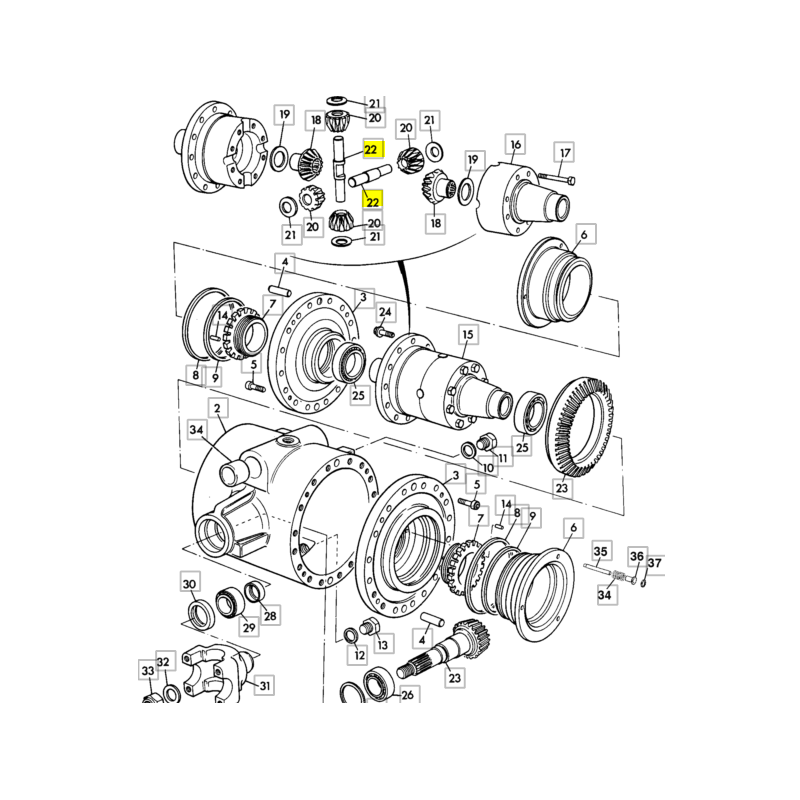 Штифт 22X165 дифференциала экскаватора-погрузчика JCB с телескопической стрелой