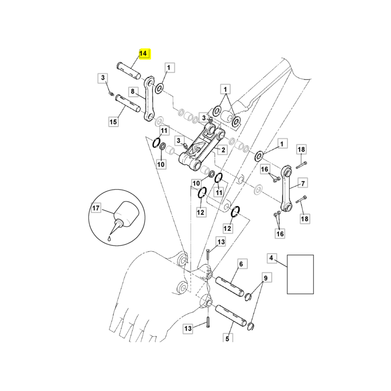 Штифт ковшовой муфты 65X370 для гусеничных и колесных экскаваторов JCB