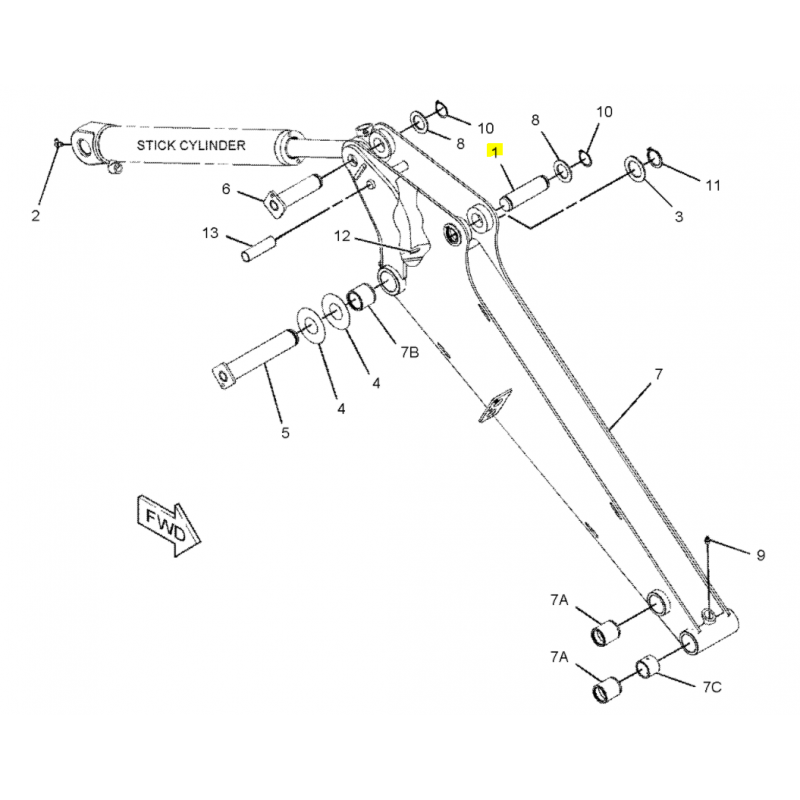 Штифт 35X130 для мини-экскаватора Cat ARM