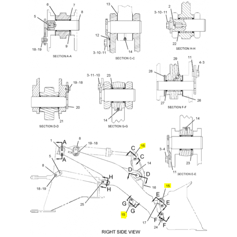 Штифт привода ковша 70X197 для погрузчика Cat