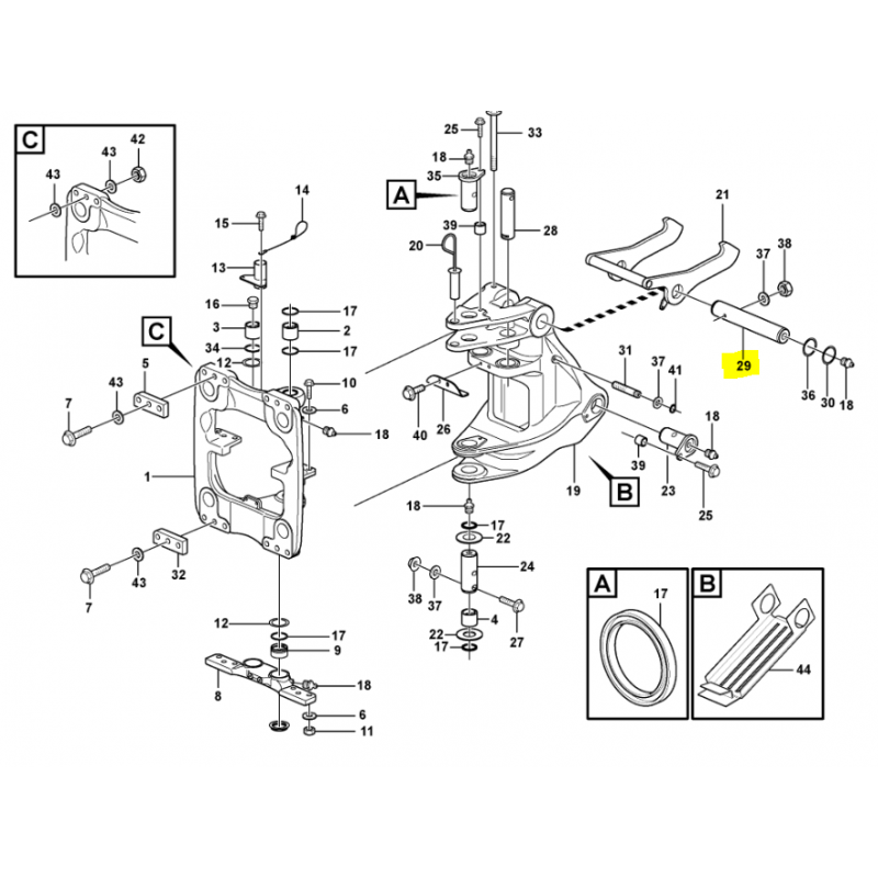 Стопорный штифт заднего рычага экскаватора-погрузчика Volvo CVA