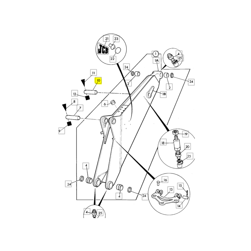 Зажимной штифт стрелы экскаватора-погрузчика JCB