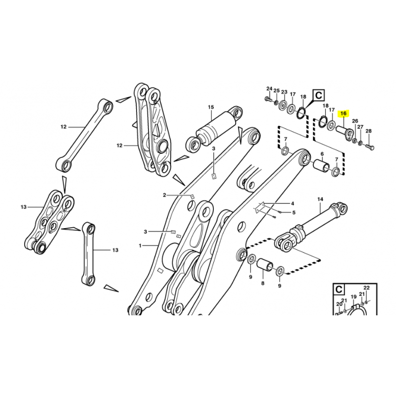 Подъемный штифт ковша погрузчика Volvo