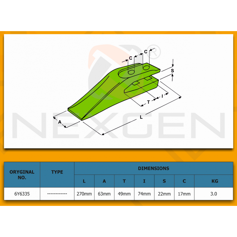 Зуб подходит для CAT / New Holland / FIAT KOBELCO