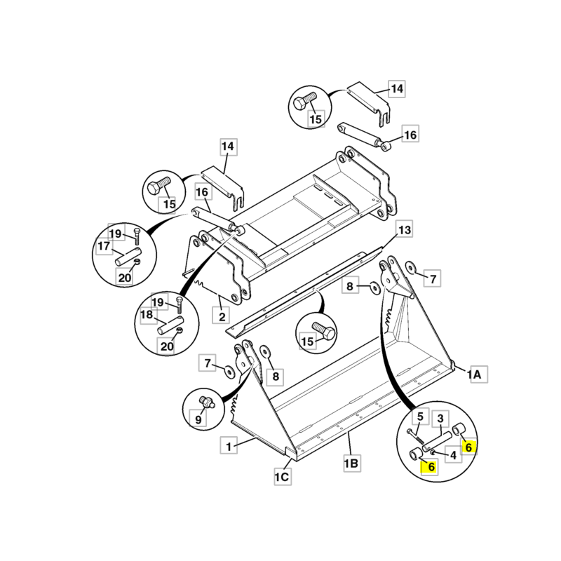 Втулка открывания ковша экскаватора-погрузчика JCB