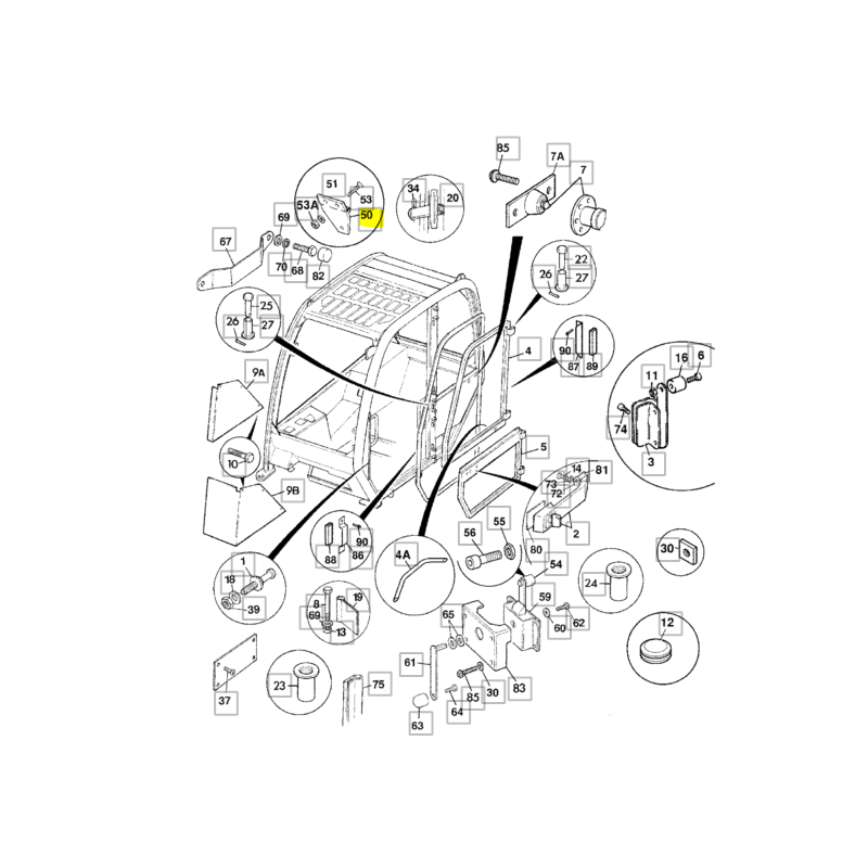 Шарнир заднего стекла телескопического погрузчика JCB