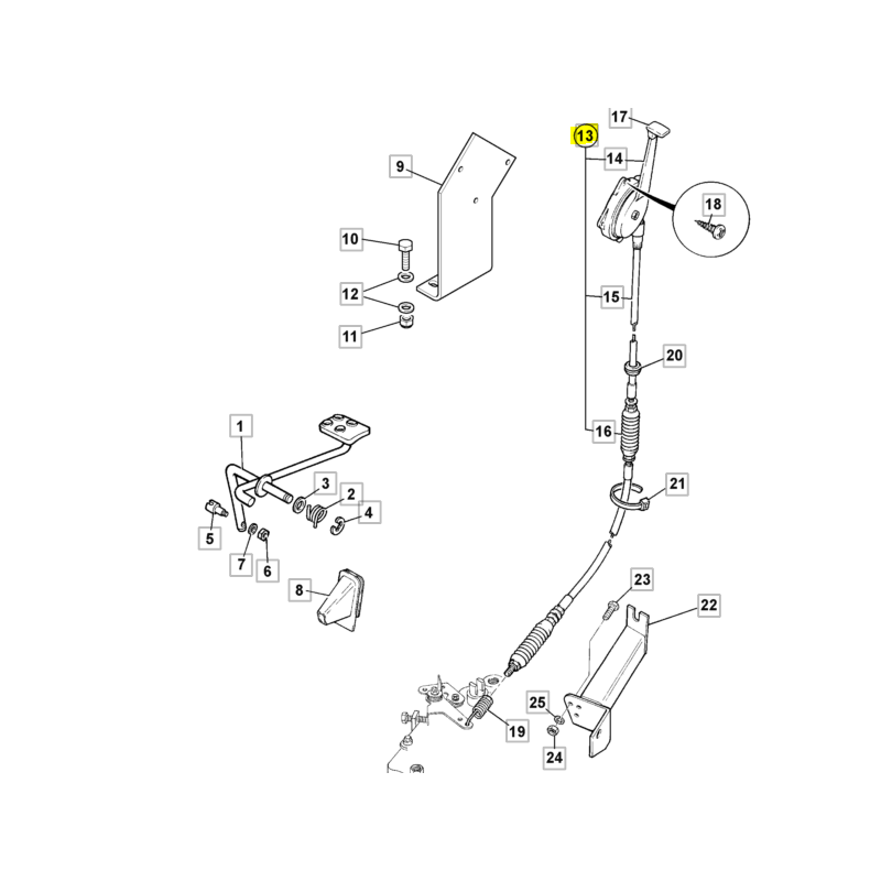 ГАЗОВЫЙ ТРОС С РУЧКОЙ ДЛЯ ЭКСКАВАТОРА-ПОГРУЗЧИКА JCB