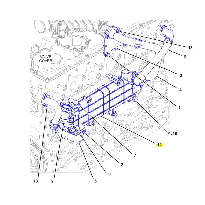 ОХЛАДИТЕЛЬ СИСТЕМЫ РЕЦИРКУЛЯЦИИ ОГНЯ ДЛЯ ЭКСКАВАТОРА CATERPILLAR
