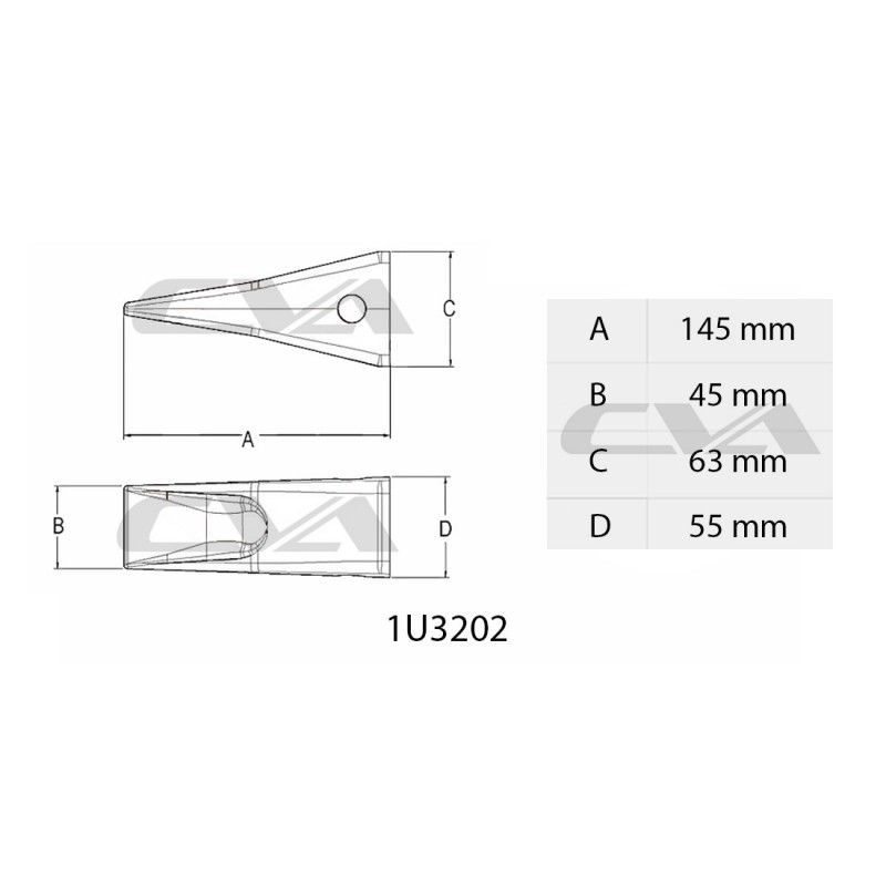 Зуб CAT для ковша экскаватора-погрузчика J200 CVA, 1,3 кг