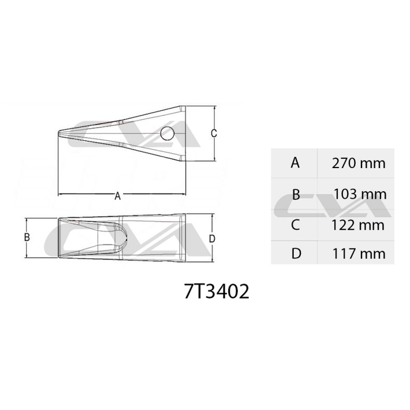 Зуб CAT для ковша экскаватора J400, 9 кг, CVA