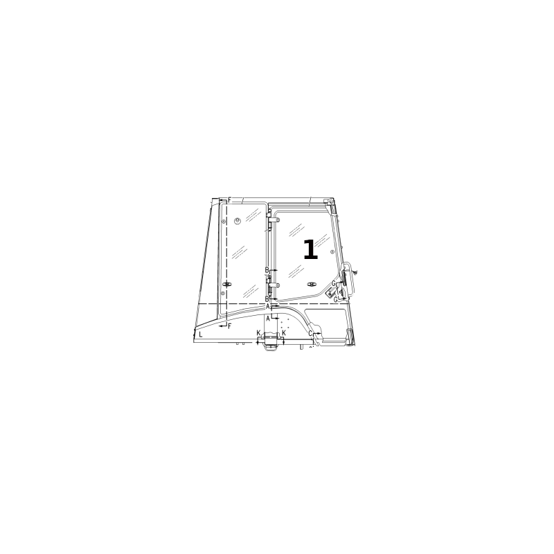 СТЕКЛЯННАЯ ДВЕРЬ, ВЕРХНЯЯ ЛЕВАЯ / ПРАВАЯ СТОРОНА, ЭКСКАВАТОР-ПОГРУЗЧИК CAT 428C 438C 8Y7291