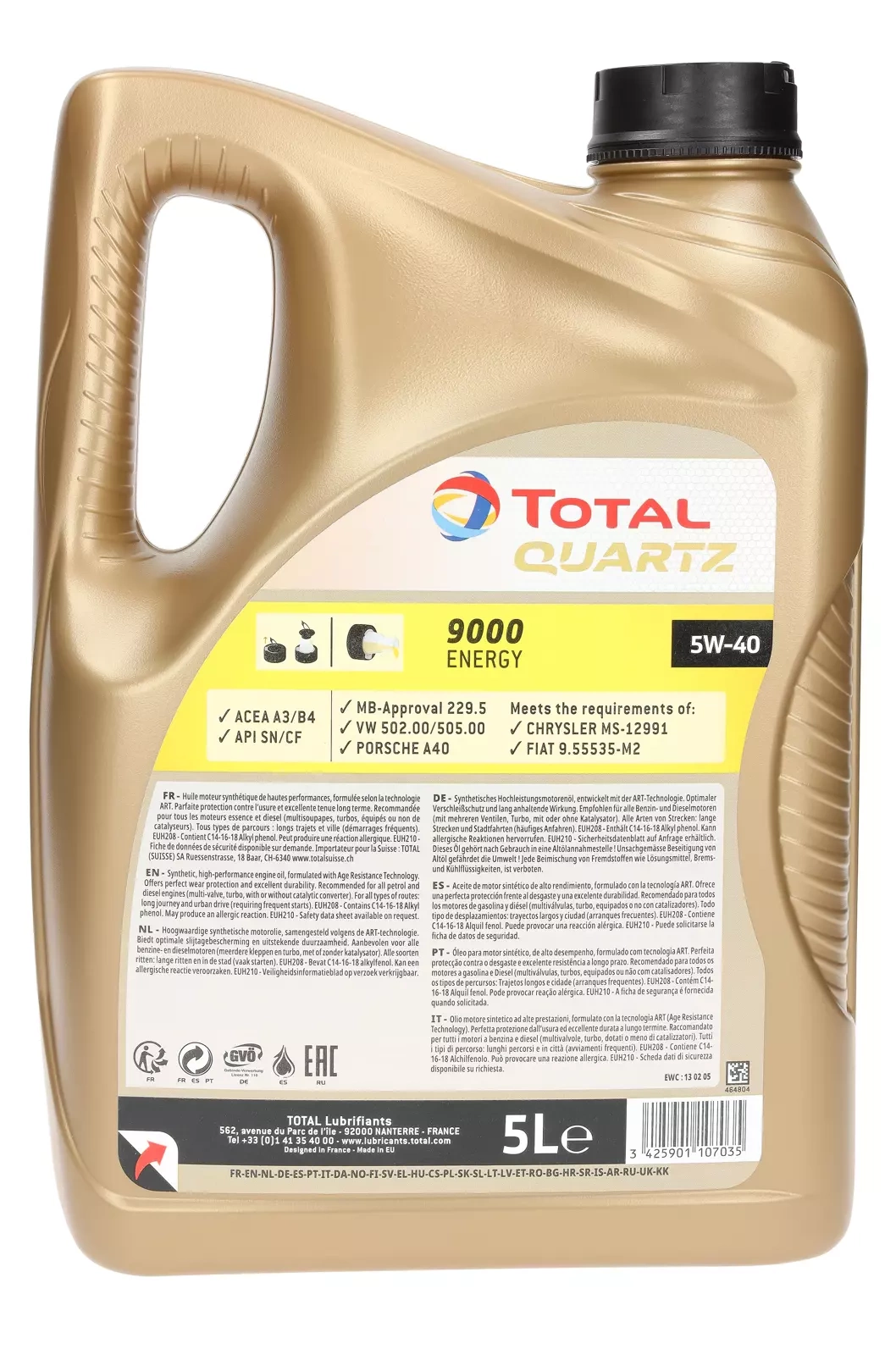 Моторное масло Total Quartz 9000 Energy 5W-40, 5 л