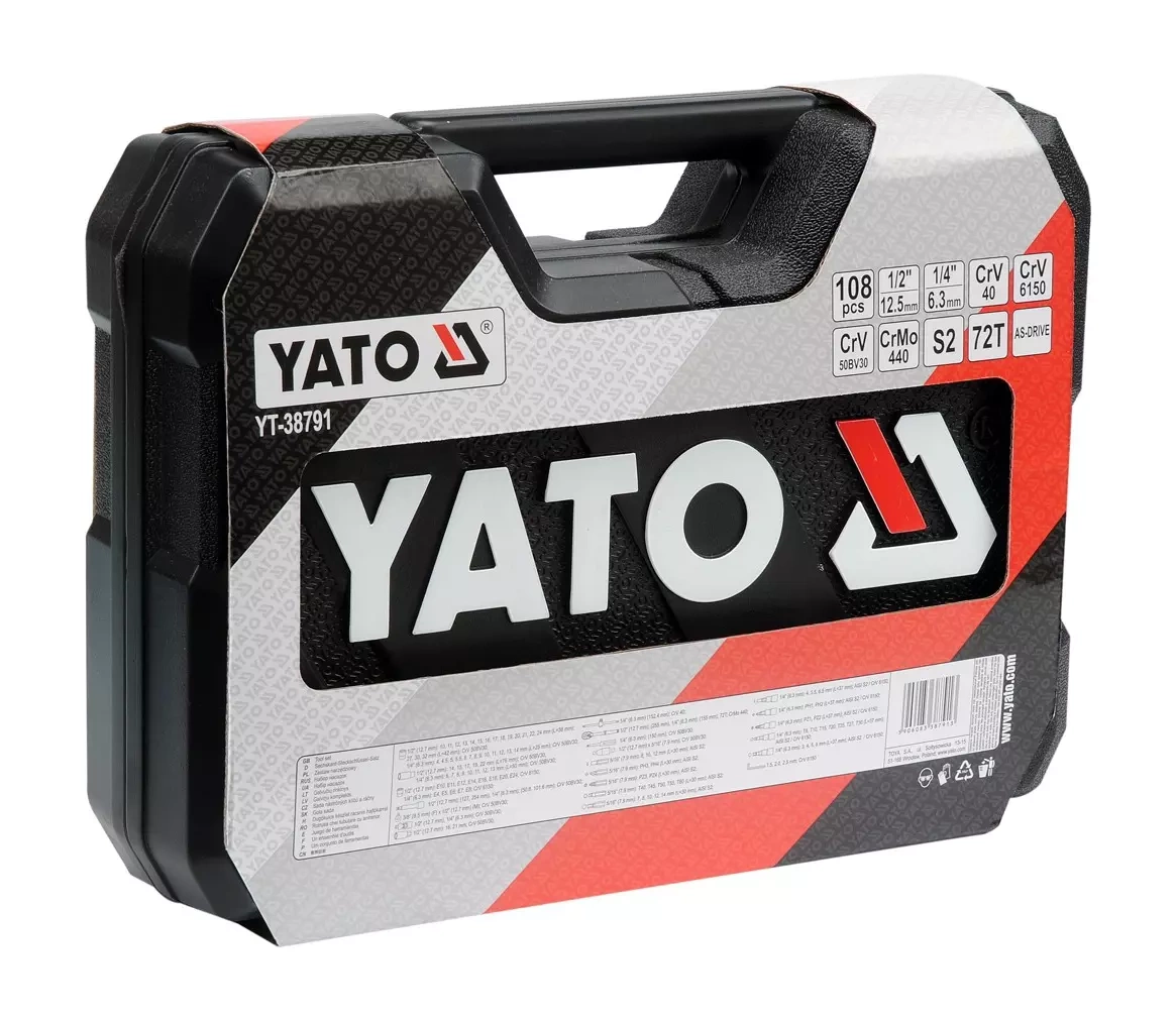 Набор торцевых ключей YATO 1/4" 1/2", 108 шт. (YT-38791)