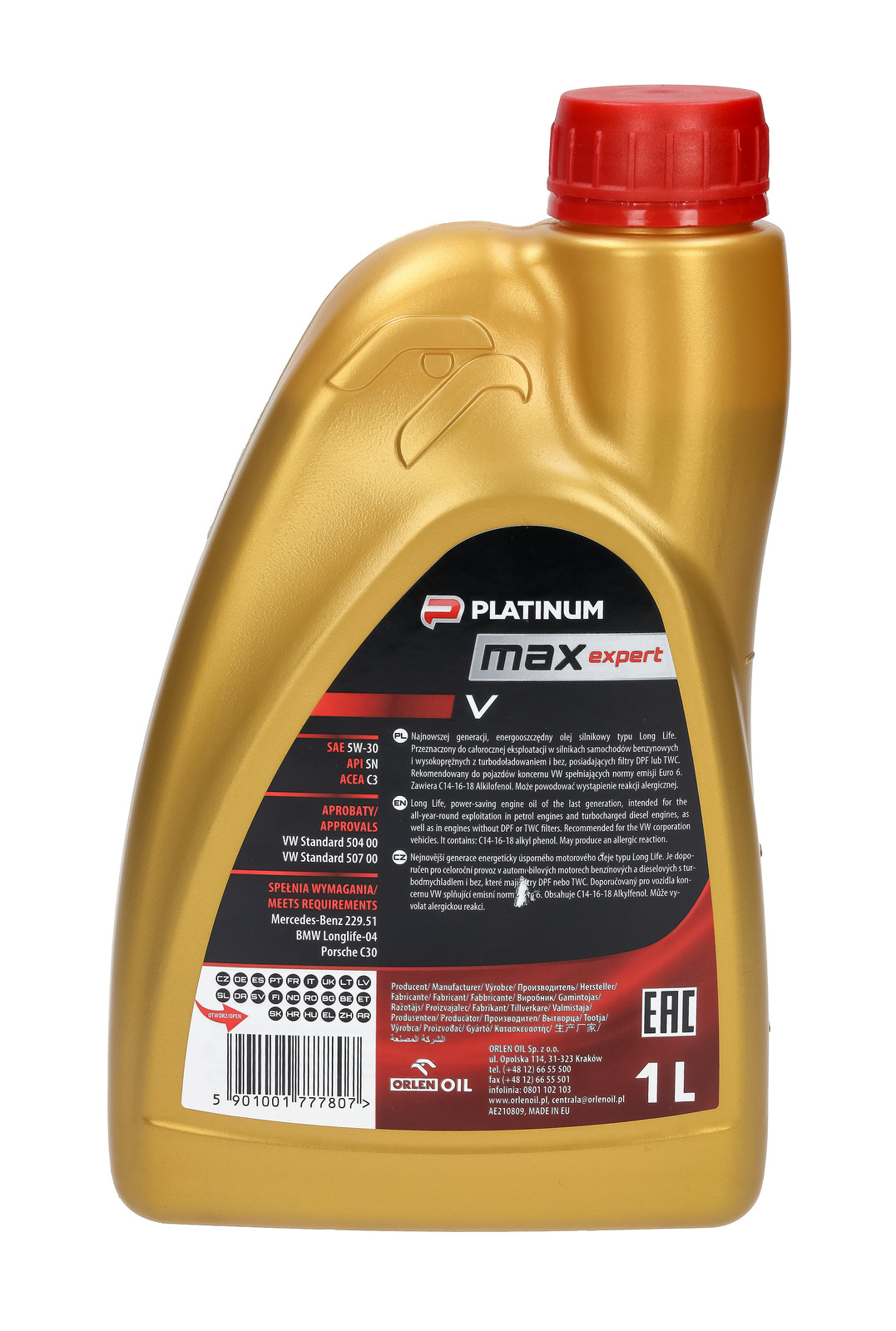 Моторное масло Orlen PLATINUM Max Expert V 5W - 30, 1 л