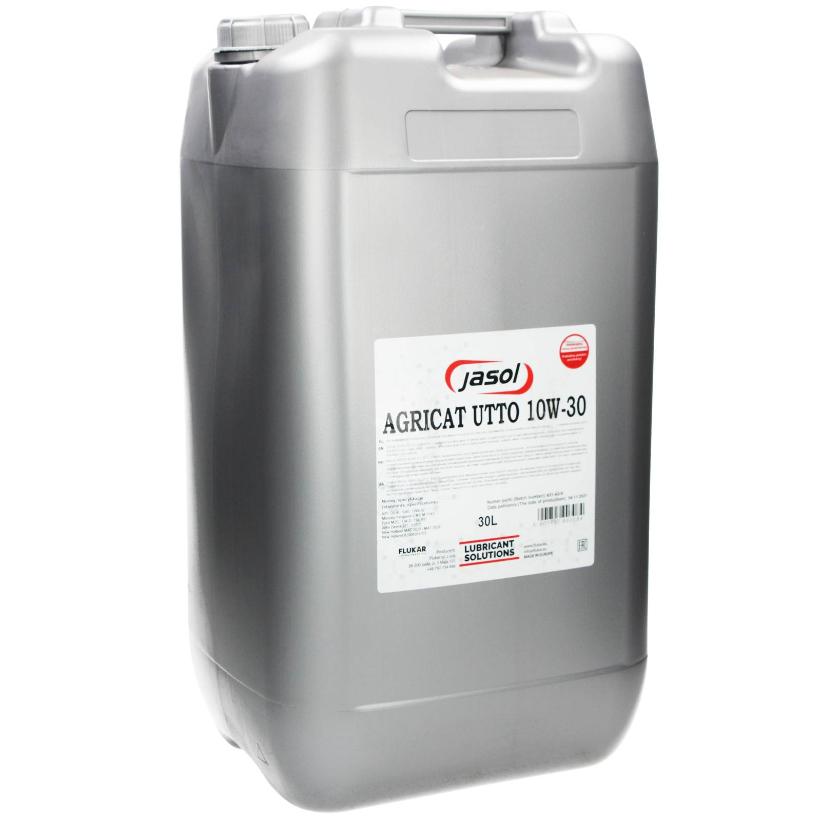 Гидравлическое трансмиссионное масло JASOL AGRICAT UTTO 10W-30, 30 л