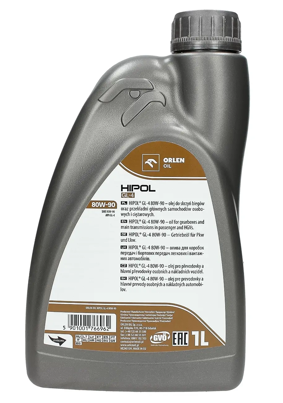 Трансмиссионное масло Orlen HIPOL GL-4 80W-90, 1 л