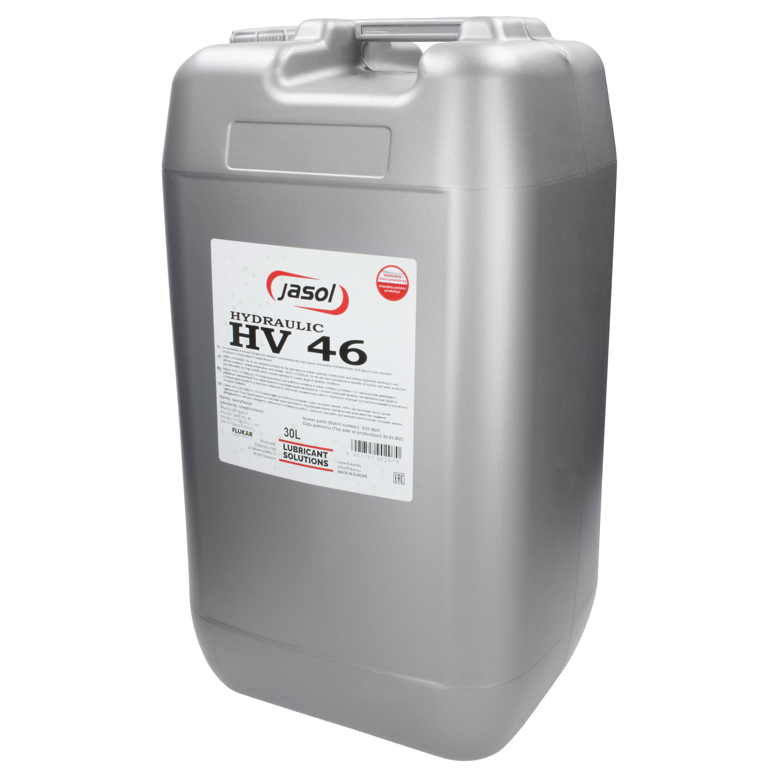 Гидравлическое масло JASOL HV-46, 30 л