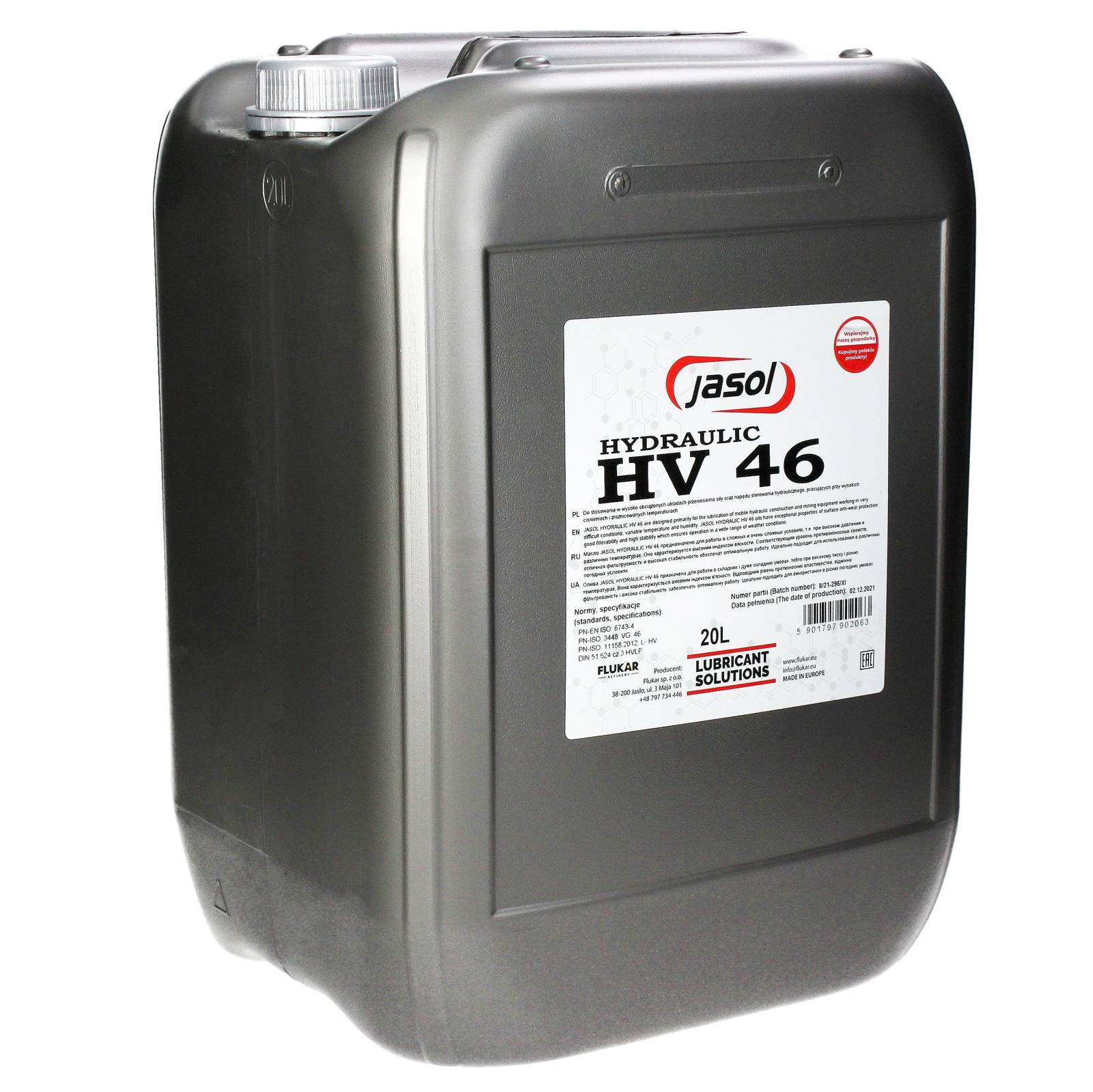 Гидравлическое масло JASOL HV-46, 20 л