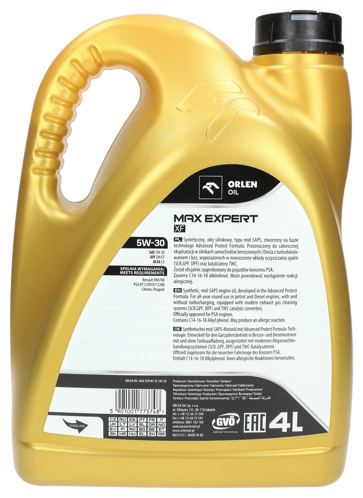 Моторное масло Orlen PLATINUM Max Expert XF 5W-30 4 л