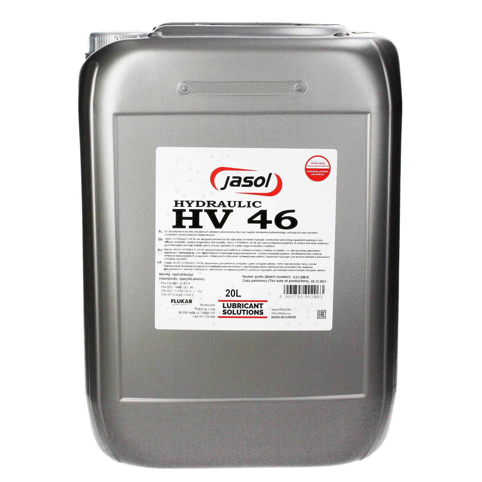 Гидравлическое масло JASOL HV-46, 20 л