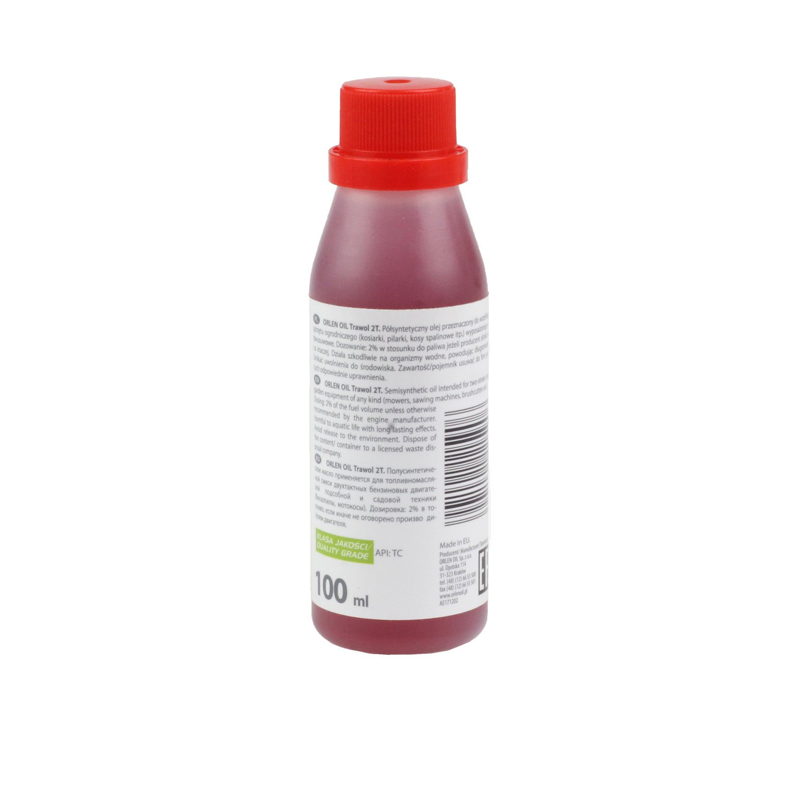 Масло для газонокосилок TRAWOL 2T красное, 0,1 л