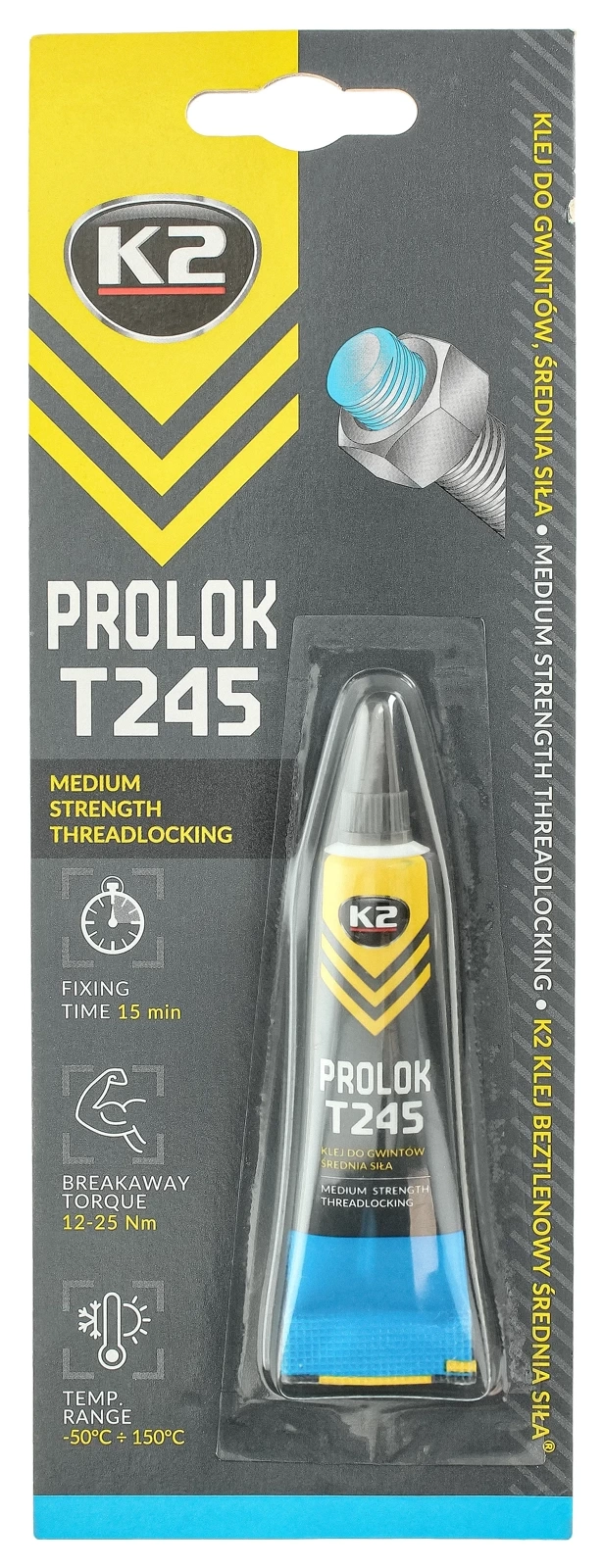 Клей для резьбы K2 PROLOK T245 MEDIUM, 6 мл