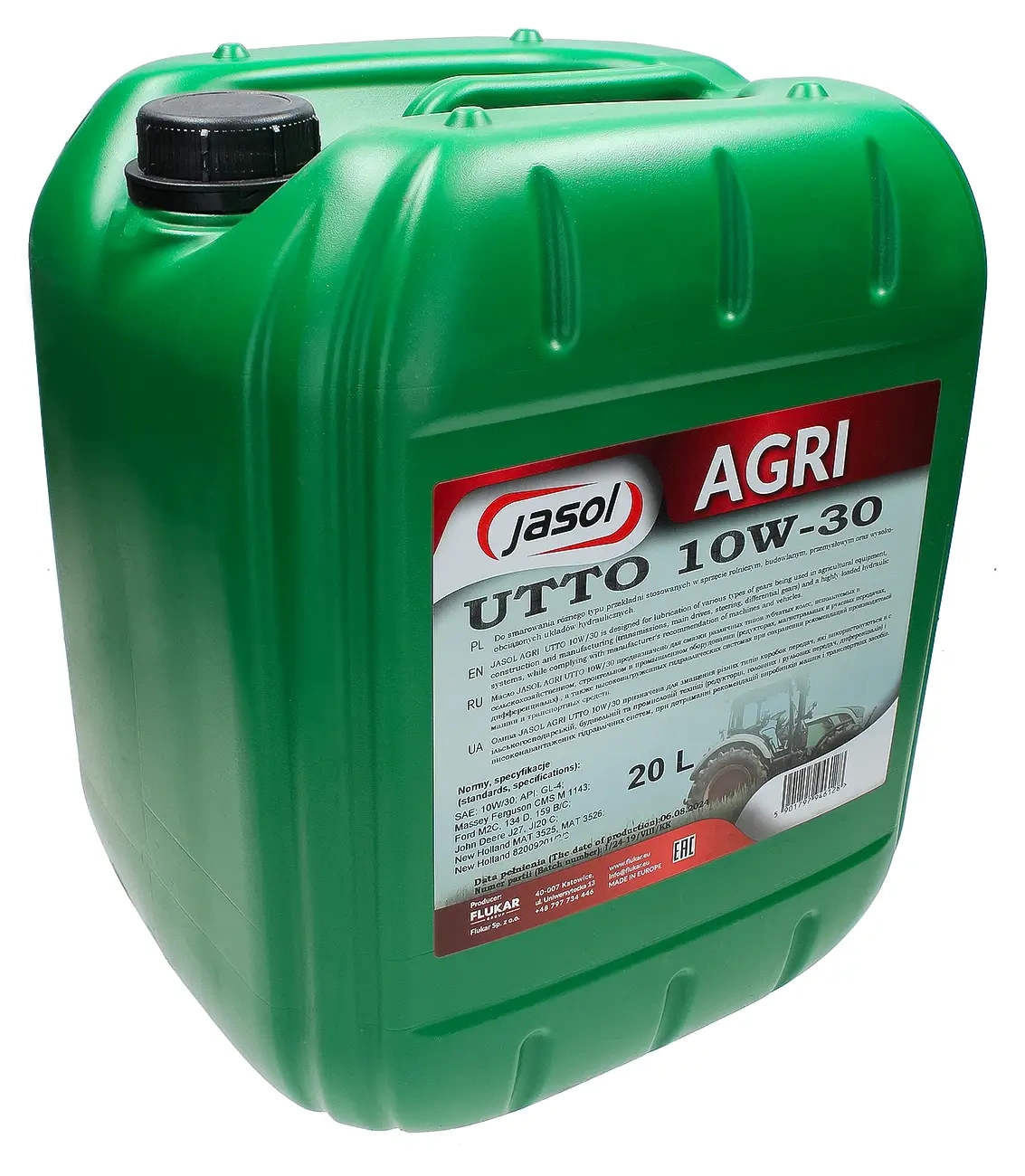Гидравлическое трансмиссионное масло JASOL AGRICAT UTTO 10W-30, 20 л