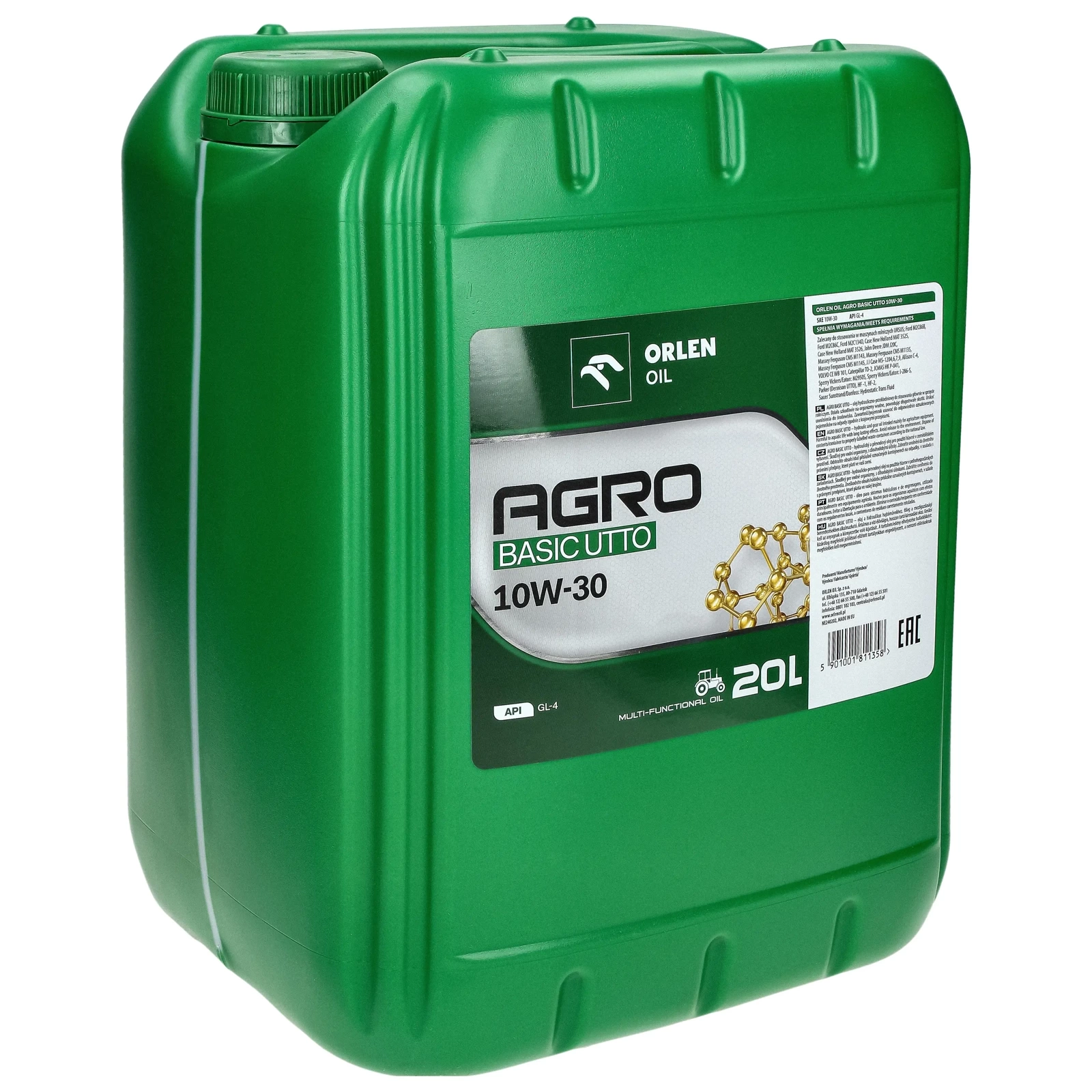 Гидравлическое трансмиссионное масло Orlen AGRO BASIC UTTO 10W-30, 20 л