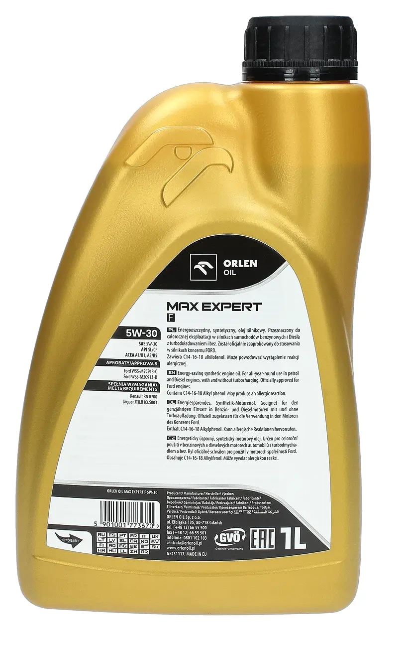 Моторное масло Orlen PLATINUM Max Expert F 5W - 30, 1 л