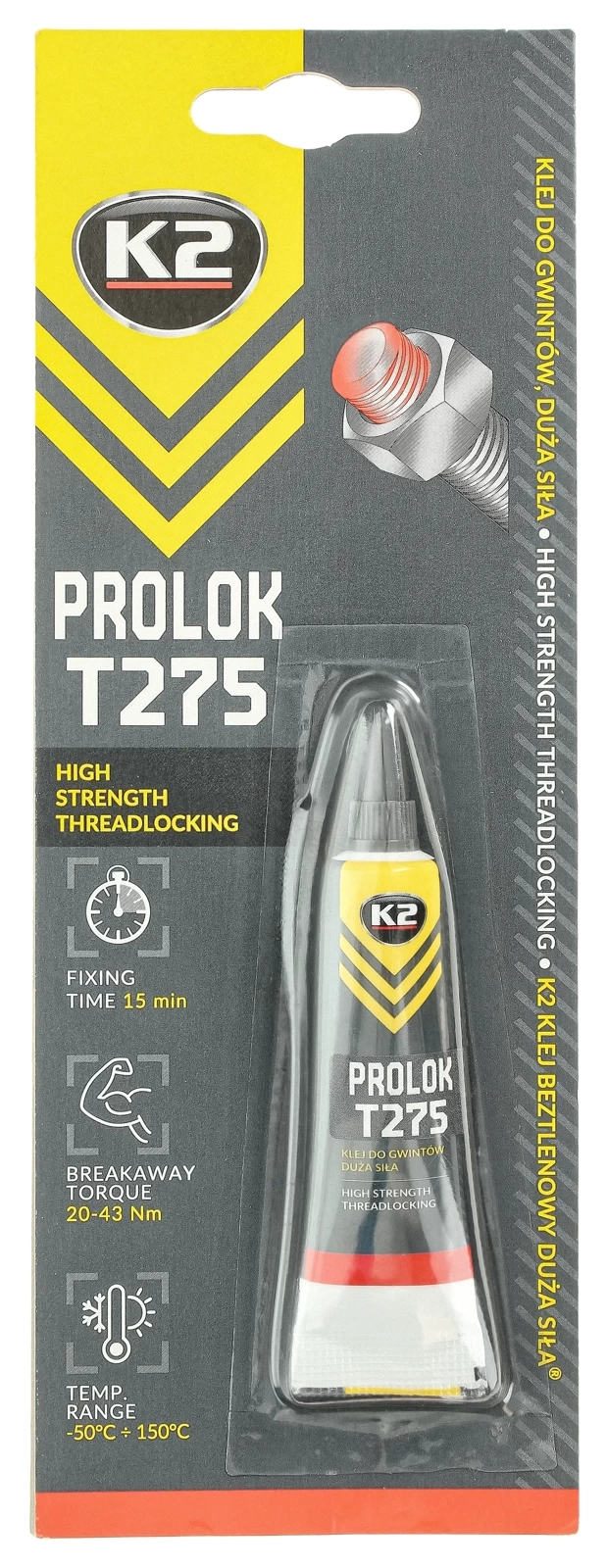 Клей для резьбы K2 PROLOK T275 HIGH, 6 мл