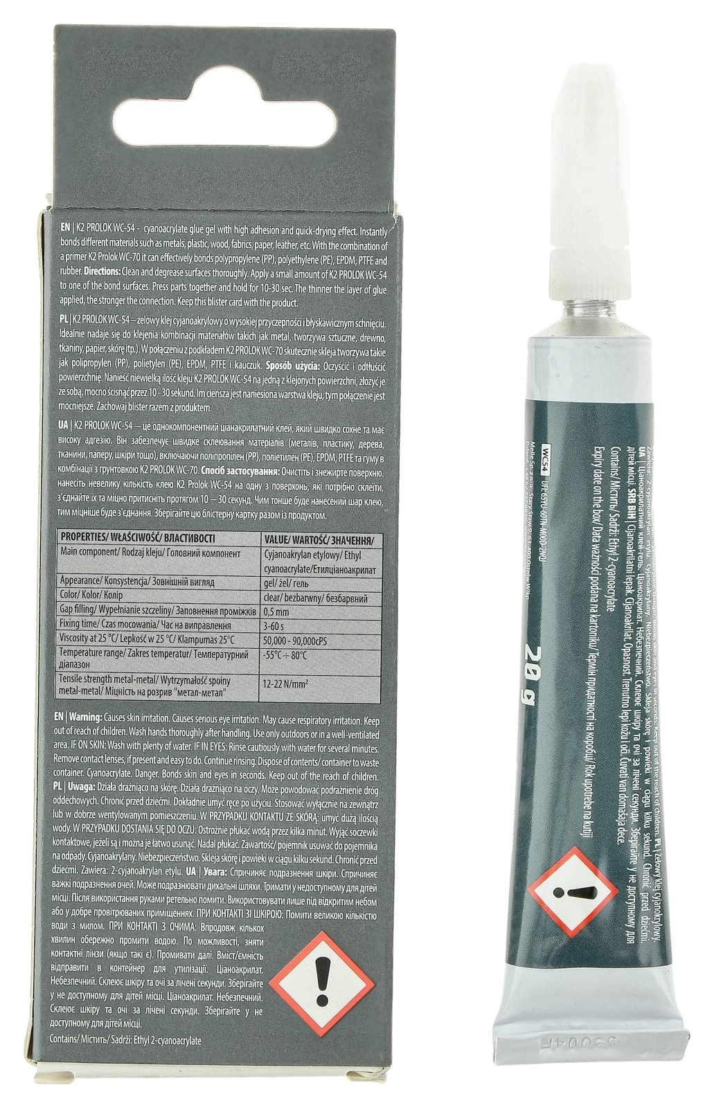 Цианоакрилатный клей в геле K2 PROLOK WC-54, 20 г