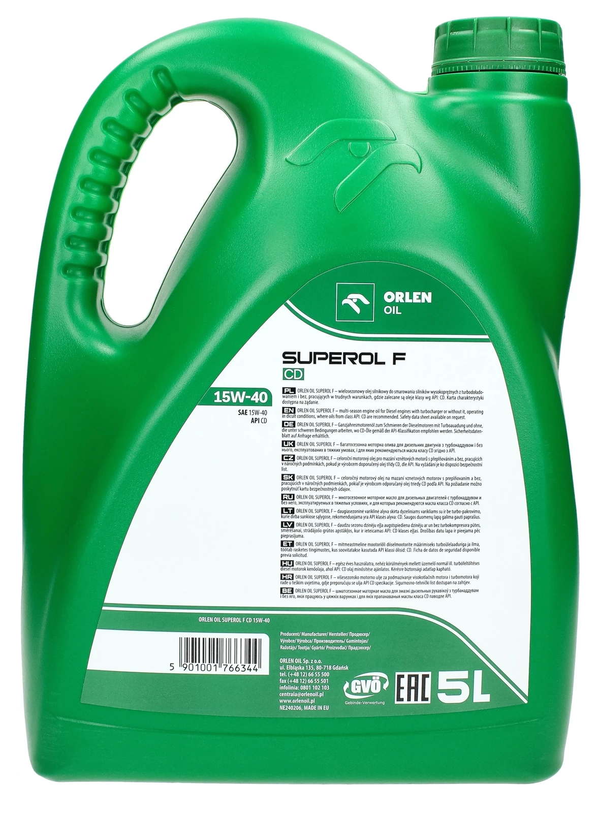 Моторное масло Orlen Superol F CD 15W-40, 5 л
