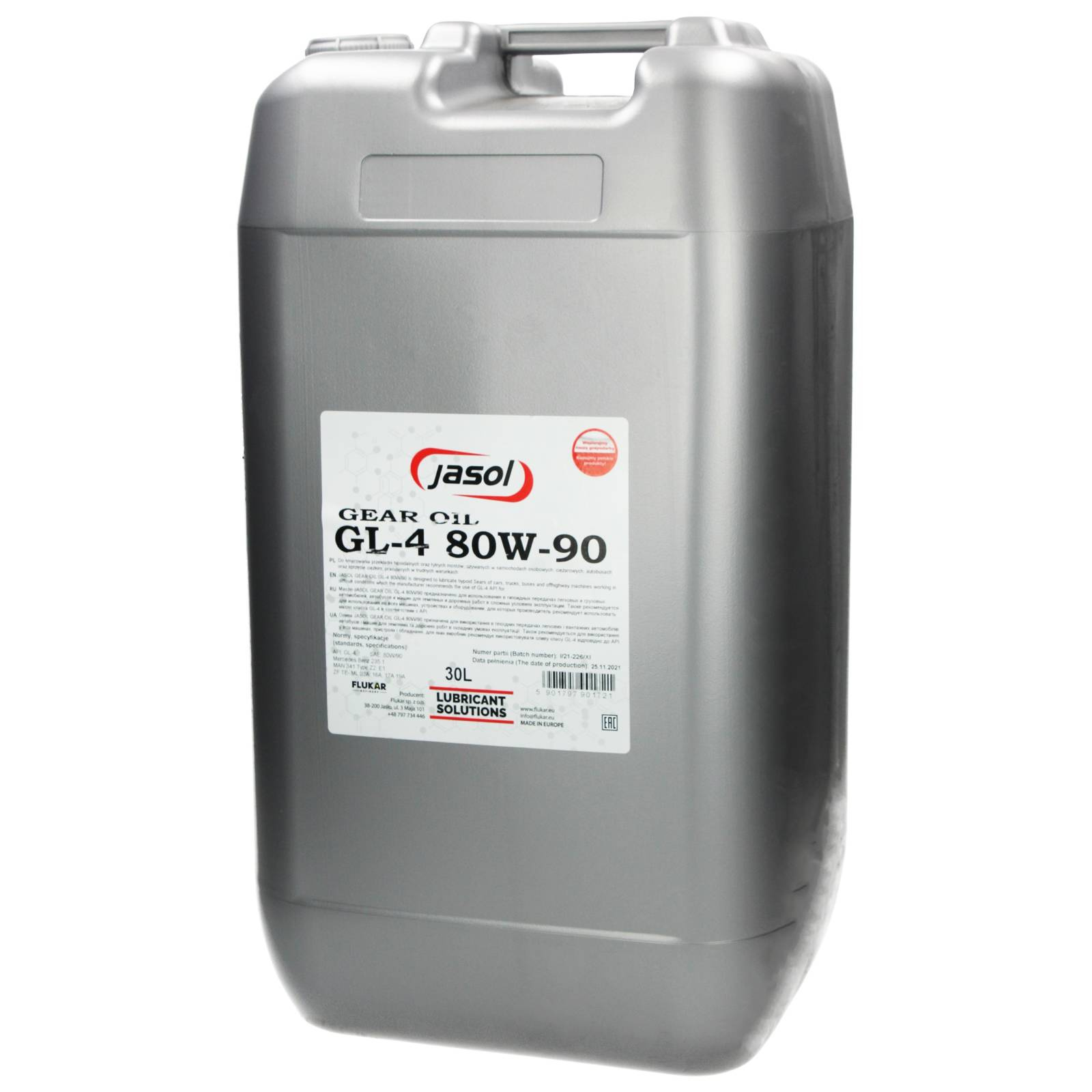 Трансмиссионное масло JASOL Gear Oil GL-4 80W-90, 30 л