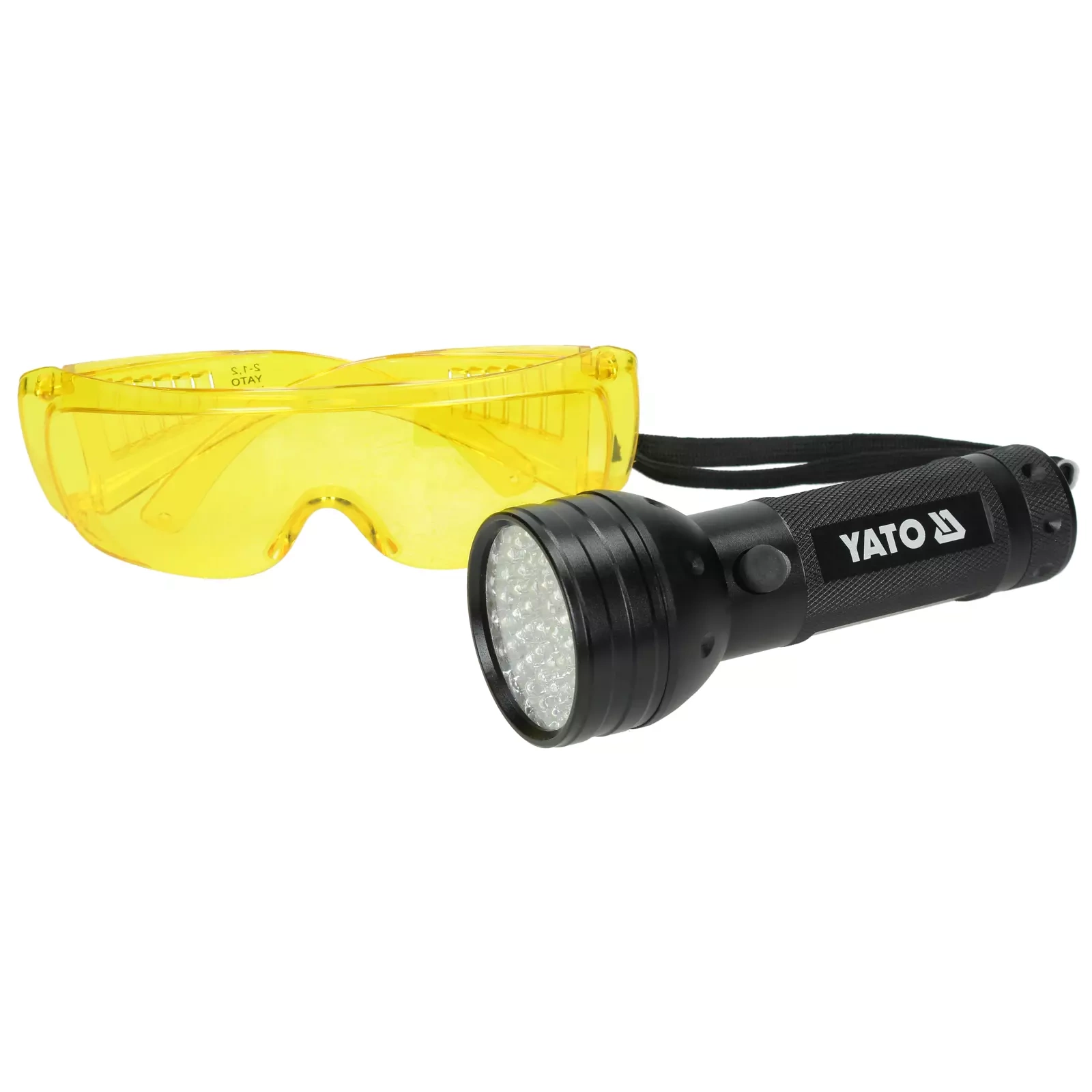 Комплект: светодиодный фонарик UV 51 + защитные очки YATO (YT-08581)