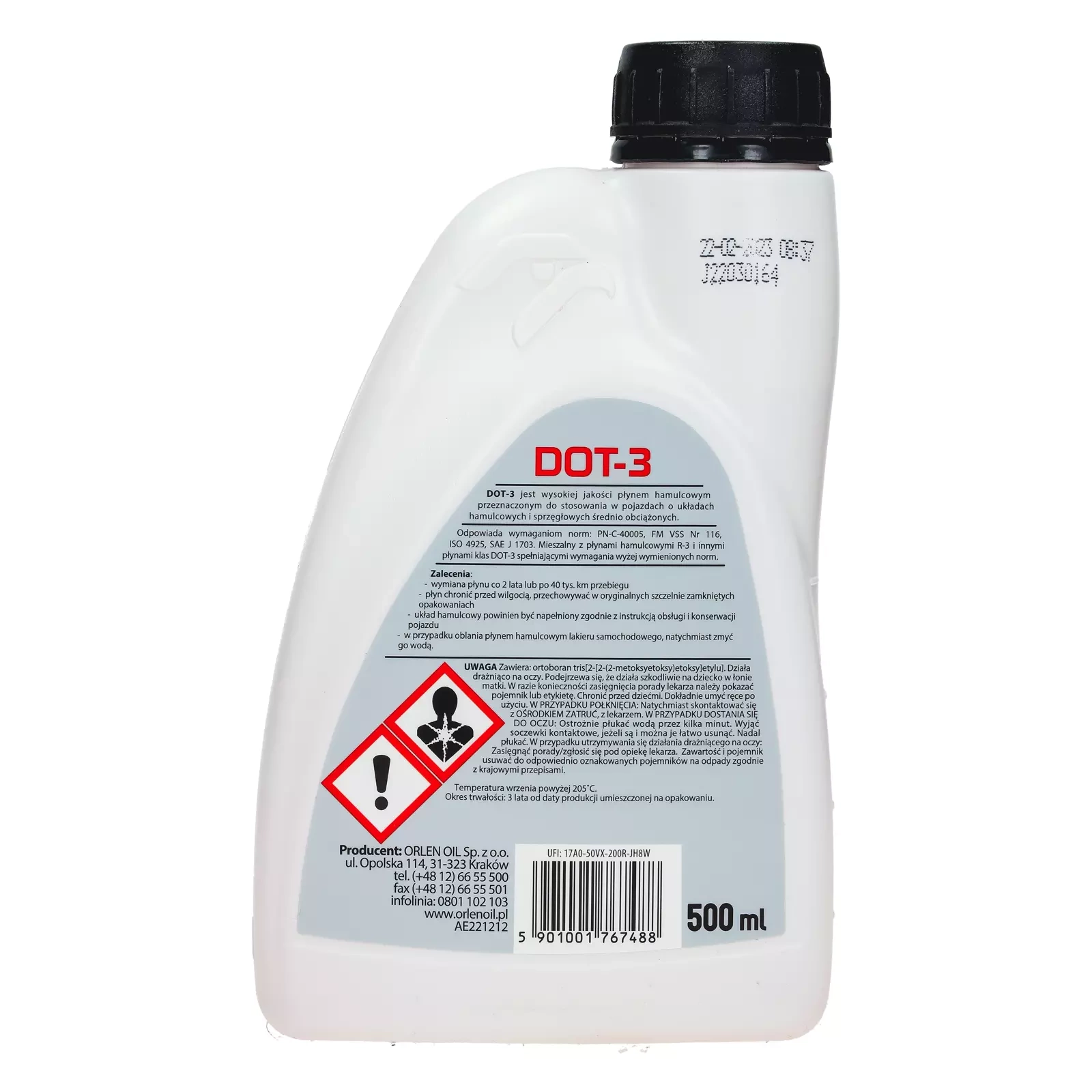 Тормозная жидкость ORLEN DOT-3, 0,5 л