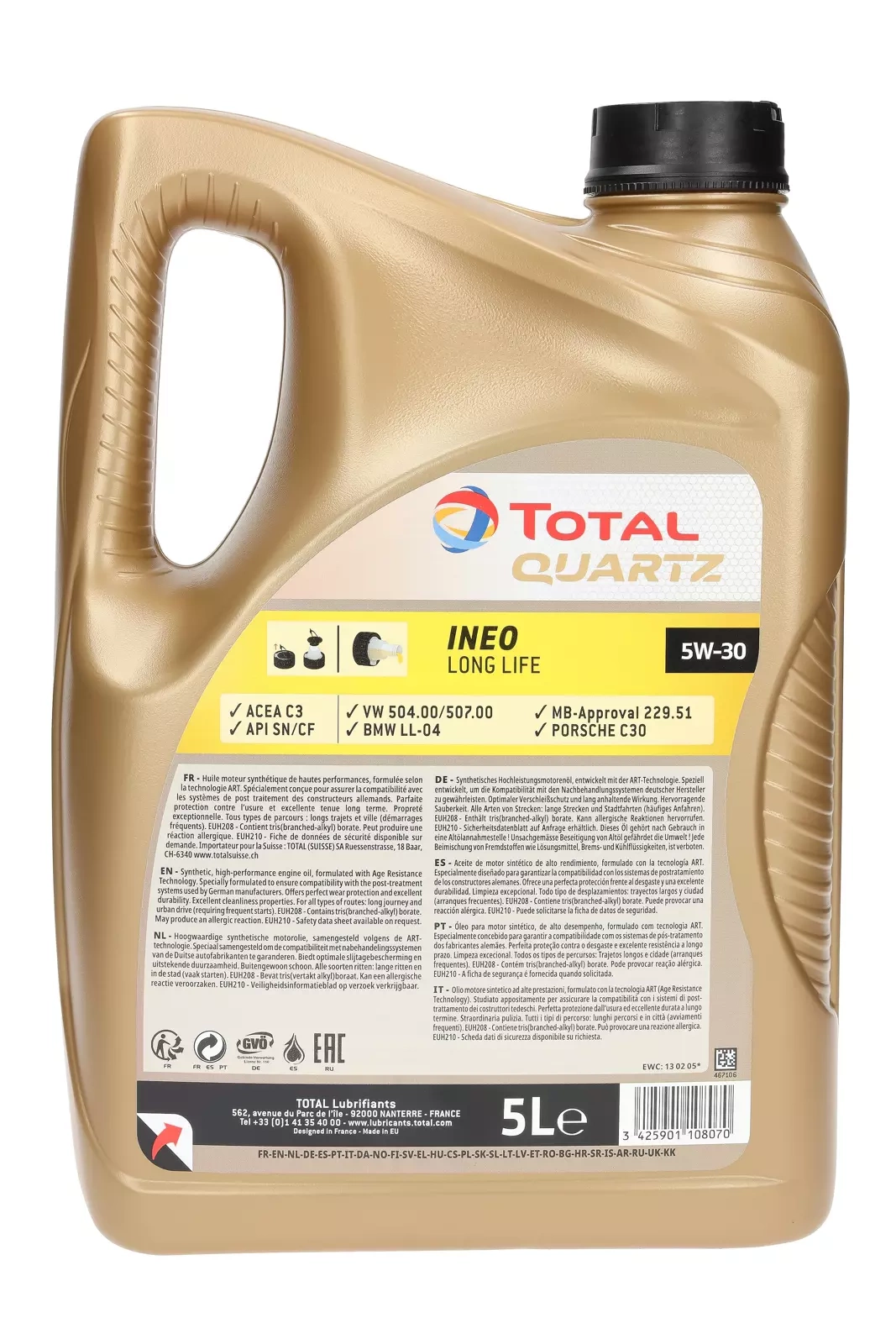 Моторное масло Total Quartz Ineo Long Life 5W-30, 5 л