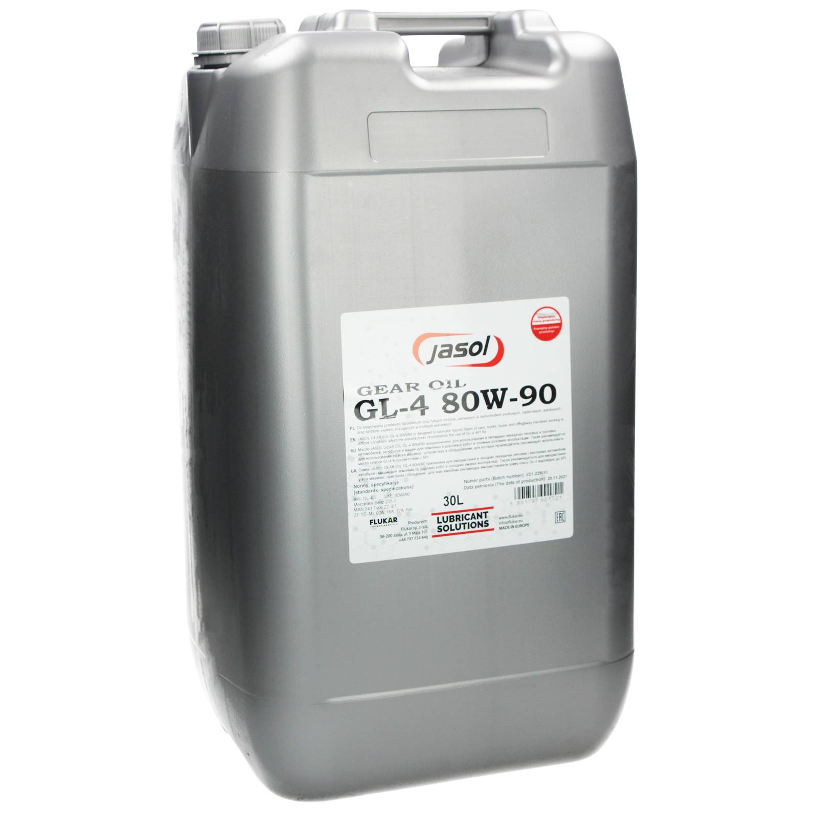 Трансмиссионное масло JASOL Gear Oil GL-4 80W-90, 30 л