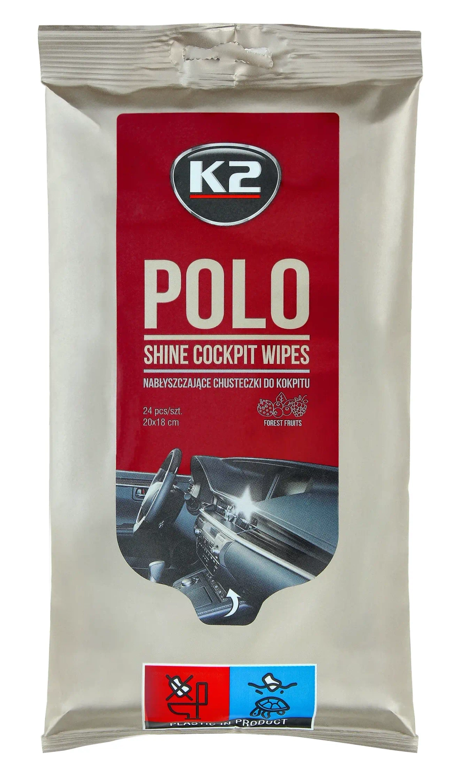 Салфетки для кабины K2 POLO SHINE WIPES, 24 шт.