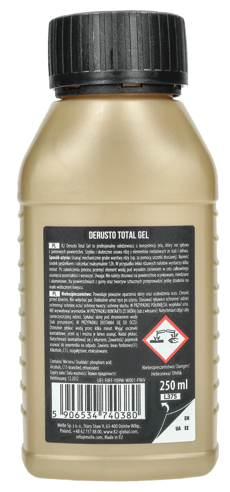 Гель для удаления ржавчины K2 DERUSTO TOTAL GEL, 250 мл