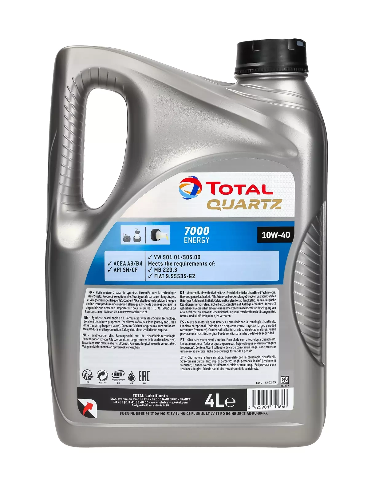 Моторное масло Total Quartz 7000 Energy 10W-40, 4 л