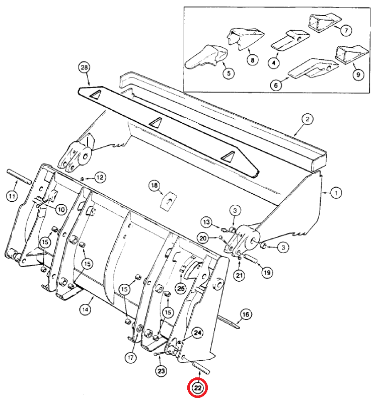Штифт ковша переднего крокодила CASE D51393 31,5x152