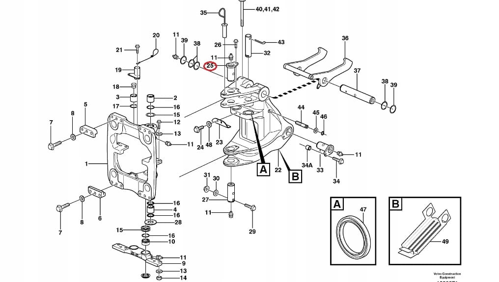 Штифт VOLVO BL71, верхняя задняя бабка с ушком 70X155