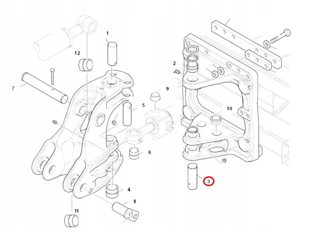 Штифт для поворота задней бабки вниз KOMATSU WB 65x190