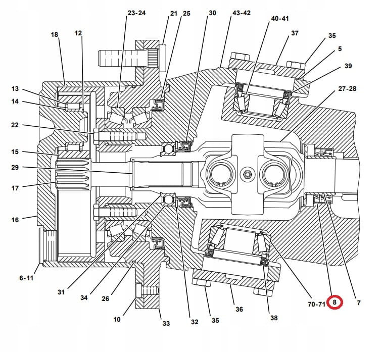 Сальник для длинных полуосей CAT 428 B C D