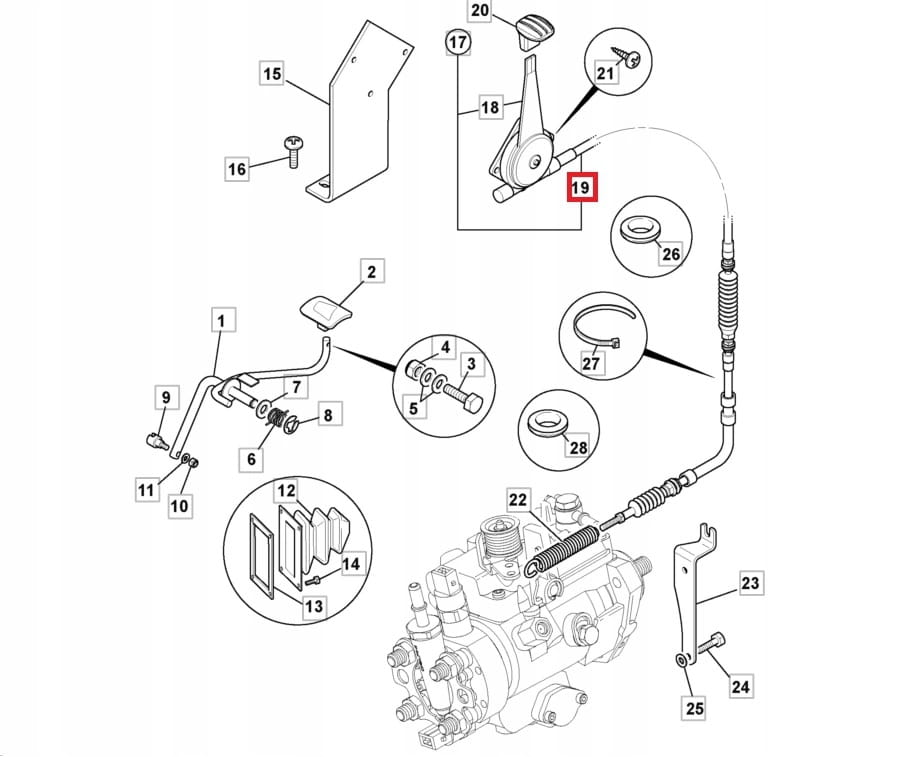 Газовый кабель JCB 3CX 4CX OEM